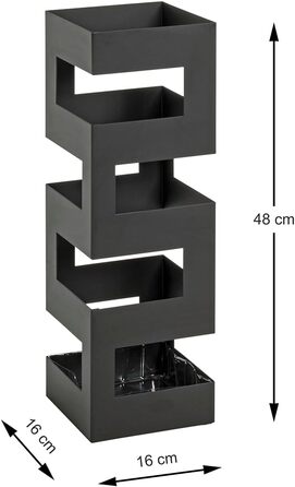 HAKU Modern White Metal Umbrella Stand - 16x48x16 cm - Black Accent