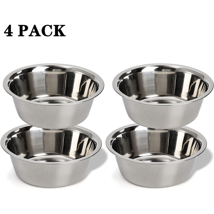 Набори мисок для собак та котів DEAYOU (4 шт.), нержавіюча сталь, 21 см, 1.3 л