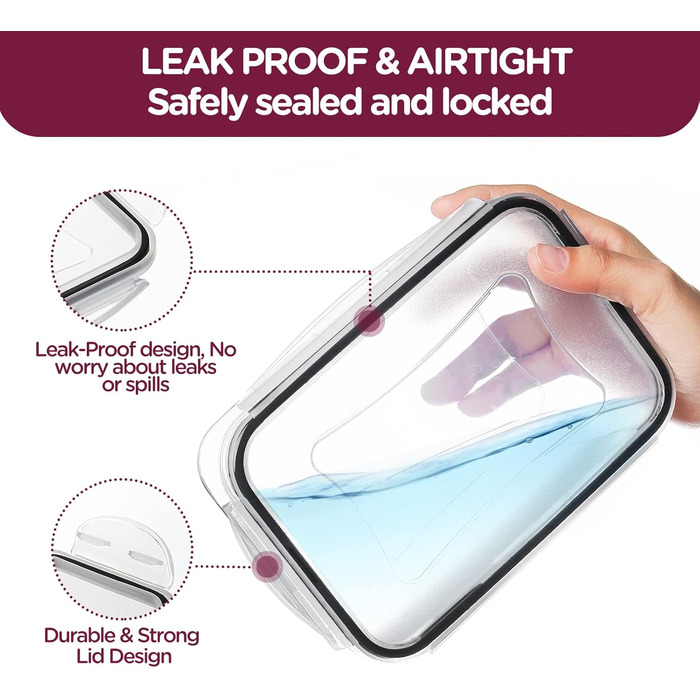 Набір контейнерів для зберігання їжі Jim's Store (30 шт.) з кришками, 15 контейнерів + 15 кришок. Високоякісні, герметичні контейнери для кухні, мікрохвильової печі та морозильної камери.