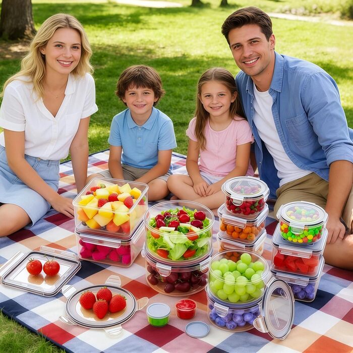 Набір контейнерів для зберігання їжі 28 л з кришками, XXL набір для продуктів, контейнери для Meal Prep, BPA-Free, для кухні