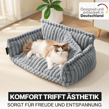 Крісло-лежанка для домашніх тварин Noviclass® Chaffar: лежанка для котів та собак, ортопедичний матрац, сучасний стиль, сірий колір, розмір M (80 см)