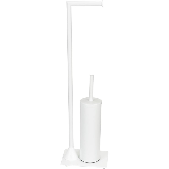 Набір для туалету WENKO Hella: тримач туалетного паперу та щітки, пофарбований сталь, білий матовий, 15 x 69 x 20 см