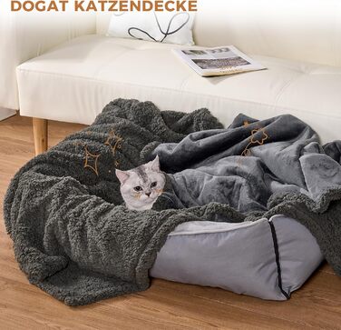 Водонепроникний коврик для собак, миючий, 120 x 100 см, двосторонній, для собак та котів середніх та великих порід, захист дивану та ліжка, м'який Sherpa Fleece та фланель, сірий L (120 x 100 см)