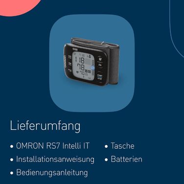 Тонометр на зап'ясті OMRON RS7 Intelli IT з Bluetooth, клінічно перевірений, Testsieger Stiftung Warentest 09/2020