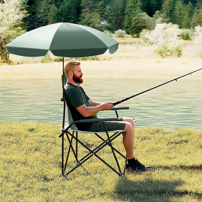 Складний туристичний стілець COSTWAY з сонцезахисним щитом, XXL, до 150 кг, з сумкою для перенесення, для кемпінгу та риболовлі