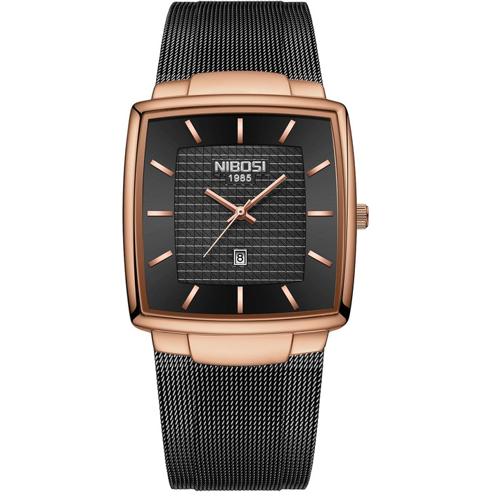 Годинник чоловічий NIBOSI 2613-чорне золото: стильні кварцові годинники з датою та міцним сталевим браслетом
