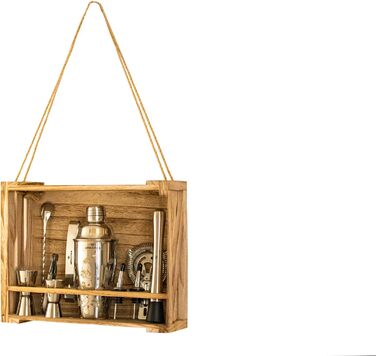 Cocktail Shaker, Professional Cocktail Shaker Set, Stainless Steel, 16 Pieces, Wooden Carrier, Easy to Carry, for Storing Aperitifs, Cocktail Set (16)