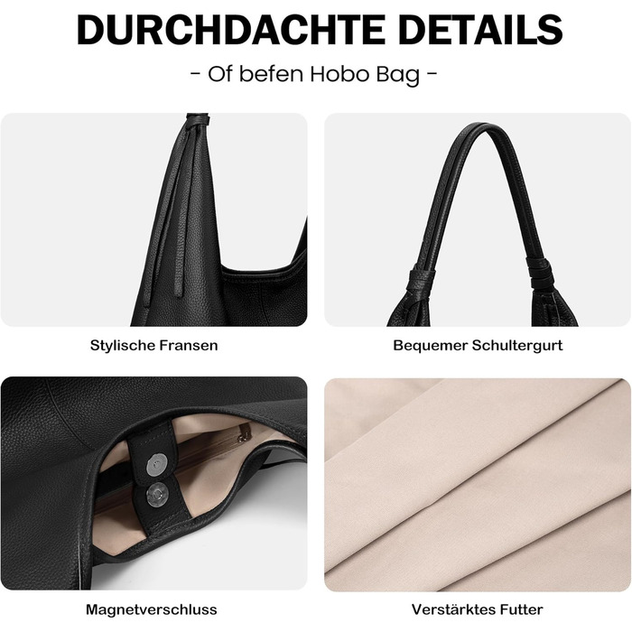 Сумка жіноча шкіряна befen Grande Shopper, чорна елегантна сумка-тоут через плече для роботи та навчання