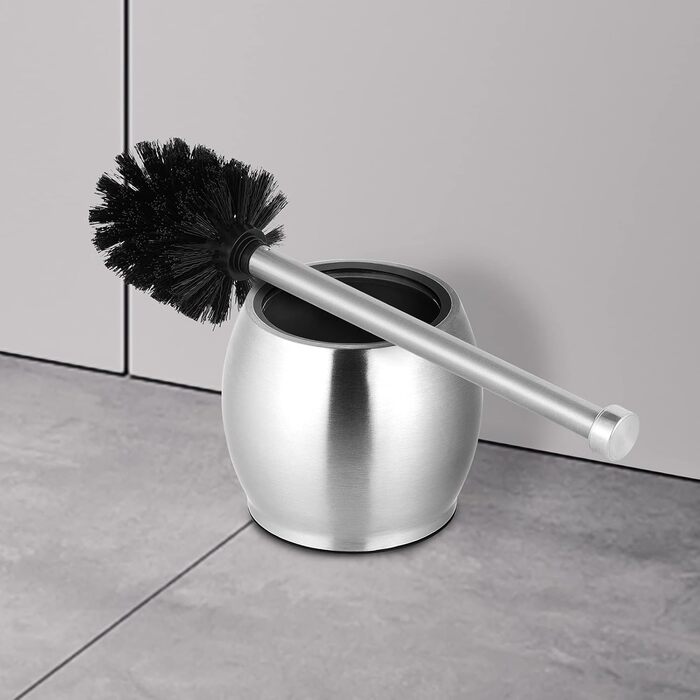 Щітка для унітазу з нержавіючої сталі, чорна, з підставкою, без свердління, з запасним змивачем, для ванної кімнати та туалету