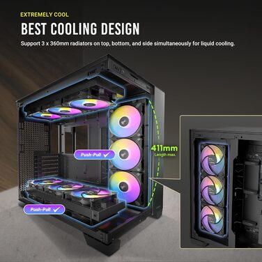 Корпус Antec C8 для RTX 40: двокамерний, з підтримкою 360 мм радіатора, без інструментів, Typ-C, високий повітряний потік