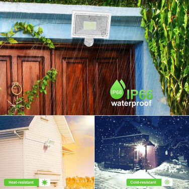 CLY 60W LED Floodlight with Motion Sensor Outdoor 5200LM Super Bright 6500K Cool White LED Floodlight IP66 Waterproof Outdoor Spotlight Brightness Adjustable Spotlight for Garden Garage Yard Sports Field Backyard