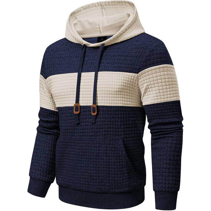 Чоловічий худі з капюшоном, довгі рукави, теплий світшот, казуальний стиль, блакитний колір, розмір XL