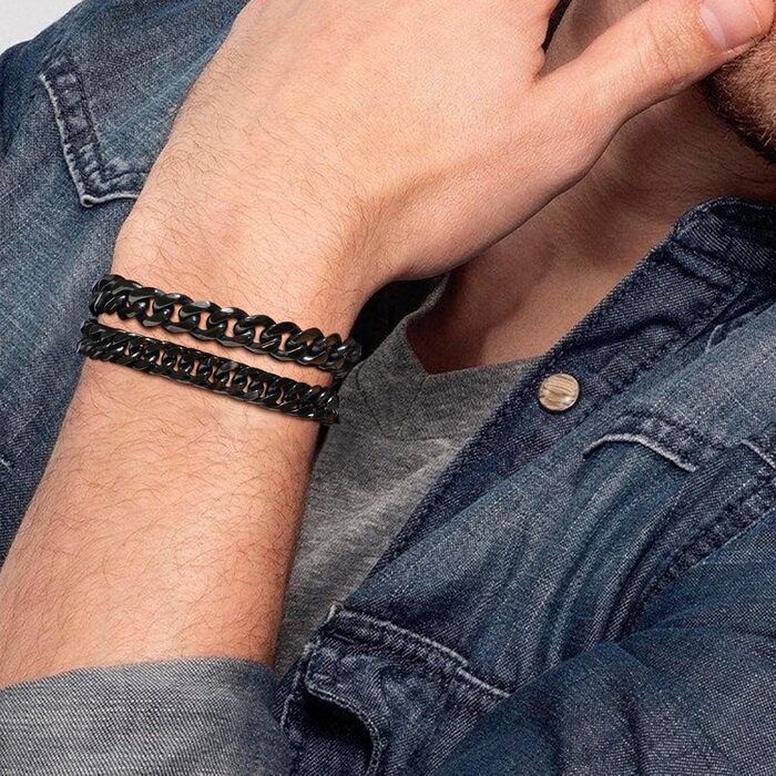 Чоловічий браслет TempBeau: 4/5 шт. браслети з нержавіючої сталі, 19/21 см, ланцюжок 'Panzerkette', стиль хіп-хоп, для папи, друга, подарунок