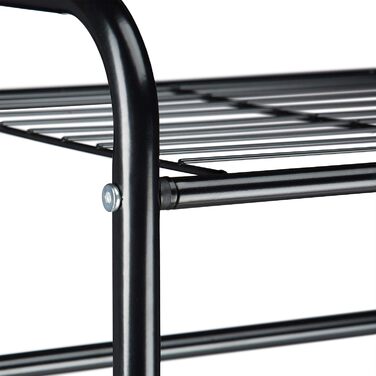 Relaxdays Clothes Rack with Shelf SANDRA, Metal, Coat Rack, with Clothes Rail, Shoe Storage also for Boots, HBT: 166 x 60.5 x 38 cm, honey-brown, (Black)