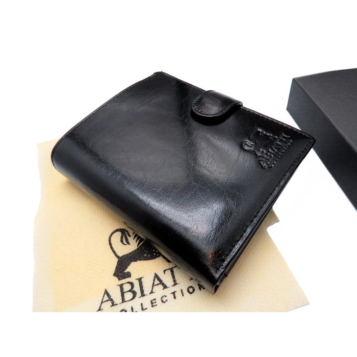 Шкіряний вертикальний гаманець Abiatti чорного кольору з RFID-захистом та 14 відділеннями