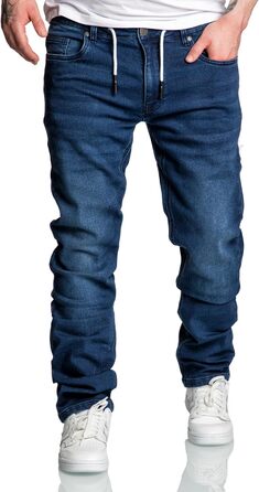Чоловічі спортивні штани Amaci&Sons з еластичного деніму, темно-сині 7031 (36W), джоггери на зав'язках