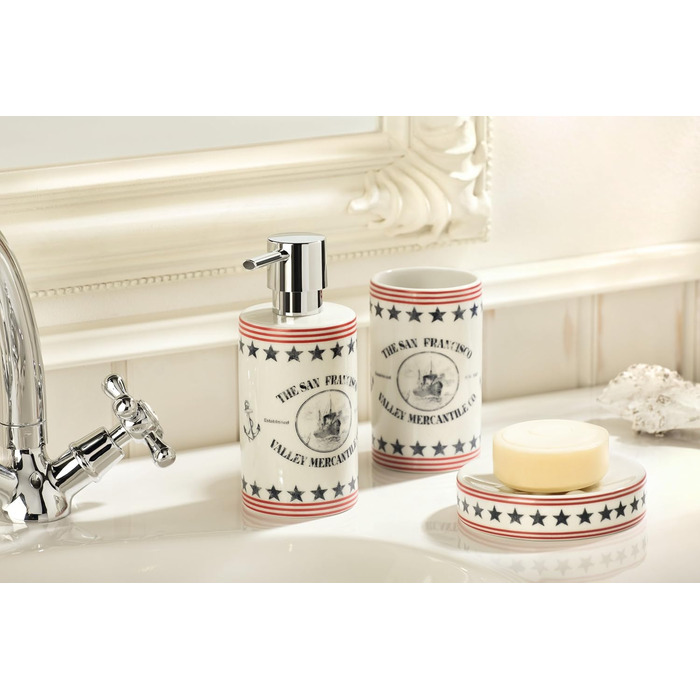 Дозатор мила Spirella з помпою, керамічний, 300 мл, сріблястий, довговічний, 16 см