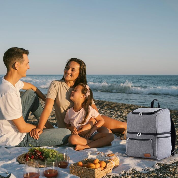Lifewit 21L Insulated Cooler Bag, Thermal Lunch Bag, Cooler Backpack, Leak-Proof Double-Layer Cooler Bag for Men, Women, Mothers for Lunch, Picnic, Shopping, Travel (Gray)