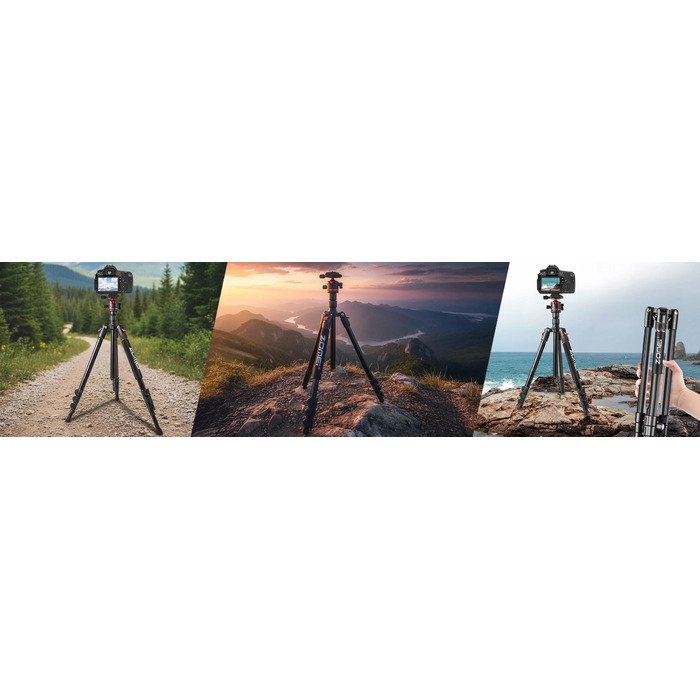 Штатив-трипод 3 в 1 (монопод), 173 см, чорний, з кулястою головкою 360°