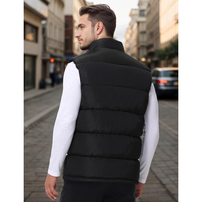 Чоловіча зимова жилетка AIEOE з капюшоном, утеплена, чорна, розмір L