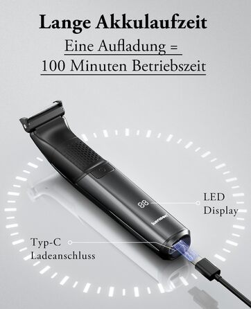 Мультитриммер для тіла чоловічий 2-в-1: тіло, обличчя, інтимна зона. Вологостійкий, USB-C. З насадками.