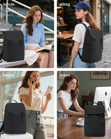 LOVEVOOK Рюкзак для ноутбука 15.6 дюймів, жіночий/чоловічий, для підлітків, універсальний, водонепроникний, для школи, університету, подорожей, роботи, зелений, бежевий, чорний, білий