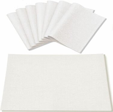Rinpon Cloth Placemats Set of 8, Linen-Look Fabric Placemats - Machine Washable, Heat Resistant, Wrinkle-Free, Thick Polyester Kitchen Place Mats for Dining Table (White)