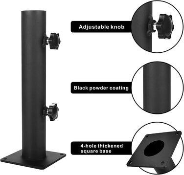 VANROUG Robust Square Patio Umbrella Base - Steel Umbrella Foot with Adjustable Knob, umbrella base for Garden, Decks, Terrace, Awning, Gazebo, Awning, etc.