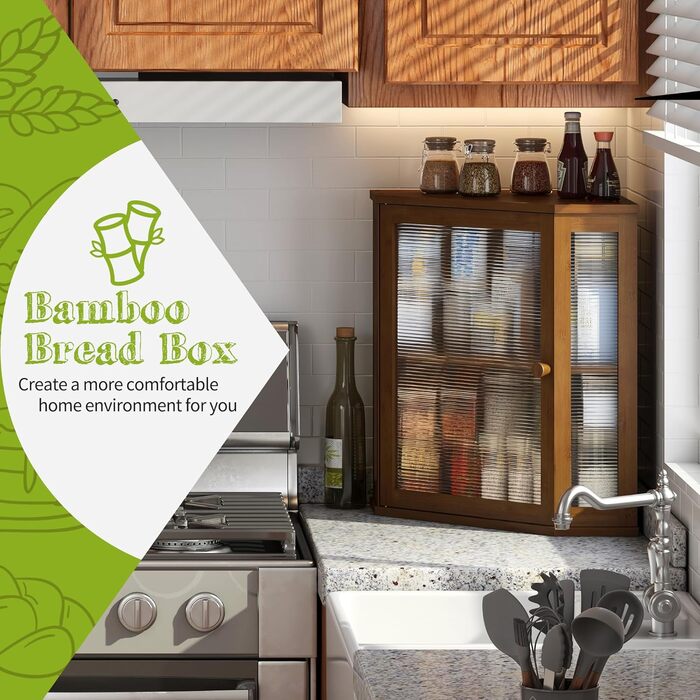 Браун Box Eck-Brotkasten для кухні, на стільницю, двошаровий, бамбук, чорний, великий об'єм