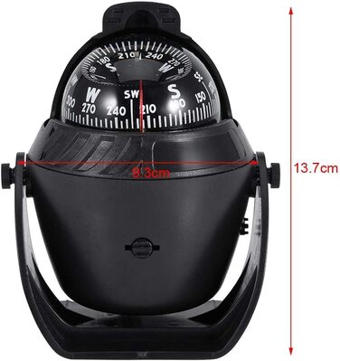 Filfeel Digital Marine Compass, High Precision LED Light Swivel Compass, Navigation Electronic Compass Ball Compass for Marine Boat Car - 5.39