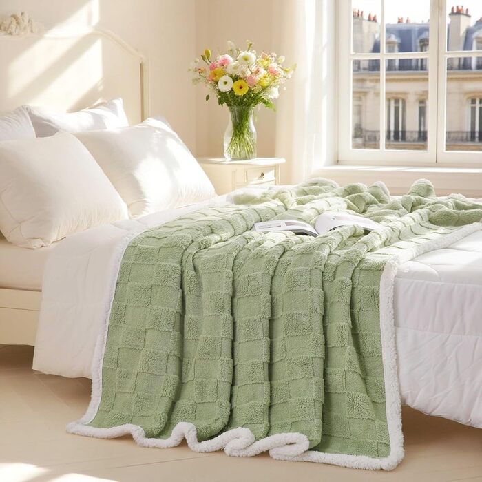 Плед Gracelife Sherpa з м'якого флісу, великий, теплий, 150 x 200 см (80'*90', світло-сірий)