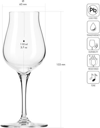 Набір келихів Krosno для шампанського та prosecco | 6 шт. | 180 мл | Колекція Avant-Garde | Без свинцю, кришталь | Для дому, ресторанів та свят | Можна мити в посудомийній машині