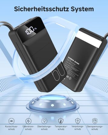 Power Bank 60000mAh 22.5W USB-C PD, Зовнішній акумулятор для смартфонів, планшетів, чорний