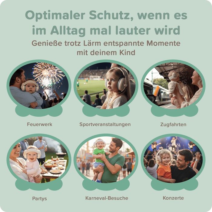 Навушники шумоізоляційні дитячі 3-48 місяців - захист слуху для малюків 25dB, шумопоглинання - м'які дитячі навушники з еластичним регульованим обручем (зелені)
