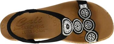 Босоніжки жіночі Skechers Beverlee Date Glam на танкетці, чорні (40 EU)