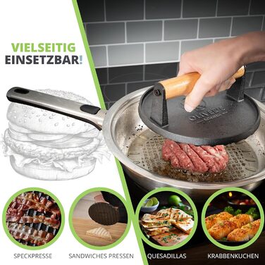 Преміум прес для бургерів Oliver's Kitchen® з чавуну для соковитих котлет та BBQ