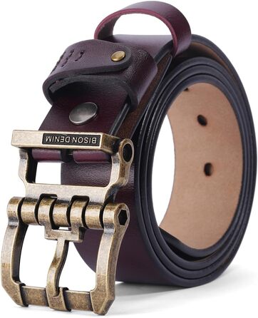 Чоловічий шкіряний ремінь BISON DENIM з класичною пряжкою, міцний, для джинсів, довжина 115 см, підходить для талії 36'-39'