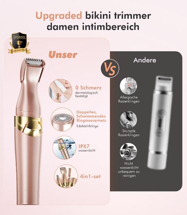 Електричний жіночий епілятор 6-в-1 для бікіні, обличчя та тіла - гладке гоління без подразнень