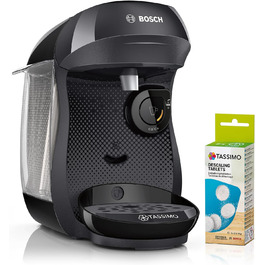 Кавомашина Tassimo Happy TAS1002N від Bosch: понад 70 напоїв, автоматична, для будь-яких чашок, компактна, 1400 Вт, антрацит (чорний). Включає декальцинатор.