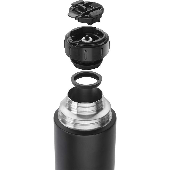ZWILLING Thermo Insulated Flask, Integrated Cup, Thermos, Double-Walled Insulation, 1 L, Height: 28.1 cm, Black, small