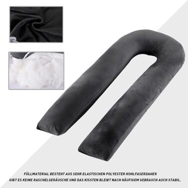 Подушка для вагітних Caliyo 2 шт. U-подібної форми, подушка для сну на боці з чохлом, подушка для годування, велика, комфортна подушка для вагітних (сірий, кристалевий велюр)