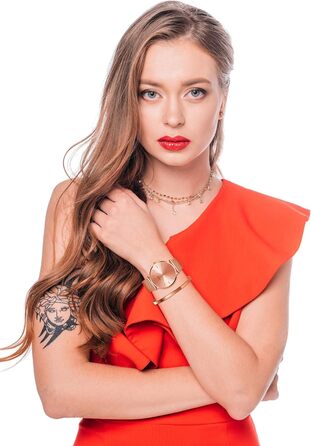 Жіночий годинник аналоговий кварцовий з нержавіючої сталі, водонепроникний, з мікросіткою, ультратонкий комплект з браслетом (рожеве золото, рожеве золото, рожеве золото)