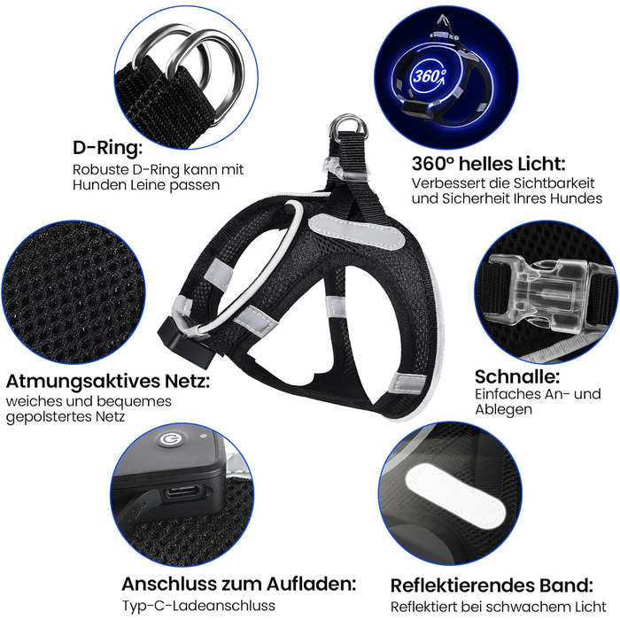 Світлодіодне обіднє нашийник для собак PcEoTllar: безпека та стиль для вашого улюбленця. Зручний, світловідбиваючий, з 3 режимами освітлення, підходить для собак маленьких та середніх порід.