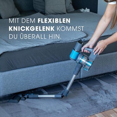 Бездротовий акумуляторний пилосос LIVINGTON Sense IQ з LED-щіткою та гнучким з'єднанням, з функцією розпізнавання бруду та 4-шаровим фільтром, тихий бездротовий пилосос без мішка