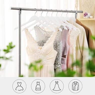 SONGMICS Wooden Clothes Hangers, 20 Pack, Clothes Hangers with Notches, for Jackets, Coats, Suits, Shirts, 360° Swivel Hook, Non-Slip, Length 44 cm, White, CRW003WT20