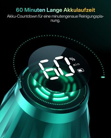 Бездротовий пилосос Vexilar V15Max з функцією миття підлоги, 60KPa/600W/60хв, гнучкий шланг, док-станція, GreenEye, насадка для твердих підлог та шерсті тварин, об'єм 1,5л, для килимів та шерсті тварин, колір: блакитний