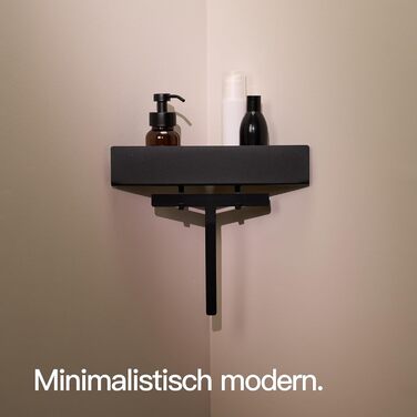 Designfabrik Hamburg: Shower Shelf without Drilling | Corner Shelf Bathroom | Shower Shelf without Drilling | Adhesive Shelf Bathroom | Self-Adhesive Shower Basket | Bathroom Accessories | Shower Shelf Corner Black