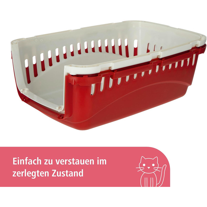 Транспортний бокс Kerbl Expedion для тварин (котів, собак, кроликів) з пластику 45x30x30 см, кремовий/бордовий