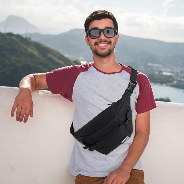 Спортивна нагрудна сумка YaKuss, велика водонепроникна поясна сумка через плече, регульований ремінь для бігу, подорожей, чорна