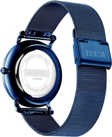 Годинник чоловічий BUREI Ultra тонкий аналоговий з датою, кварцовий механізм (Blue Sun Gold, нержавіюча сталь)